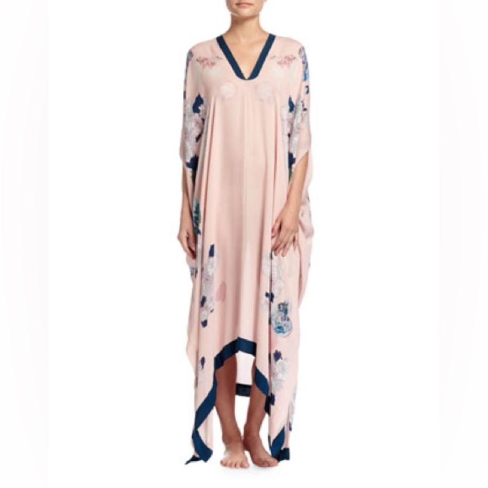 Meng Butterfly Lovers Printed V-Neck Caftan, Pink - New With Tags